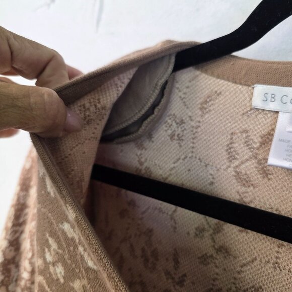 Susan Bristol Long Floral Knit Cardigan Medium Brown Beige Sweater Button Up - Picture 8 of 10
